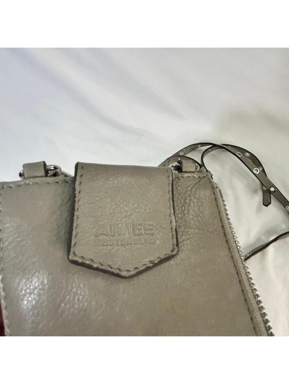 Aimee Krestenburg Women's Gray Leather Crossbody Phone Purse